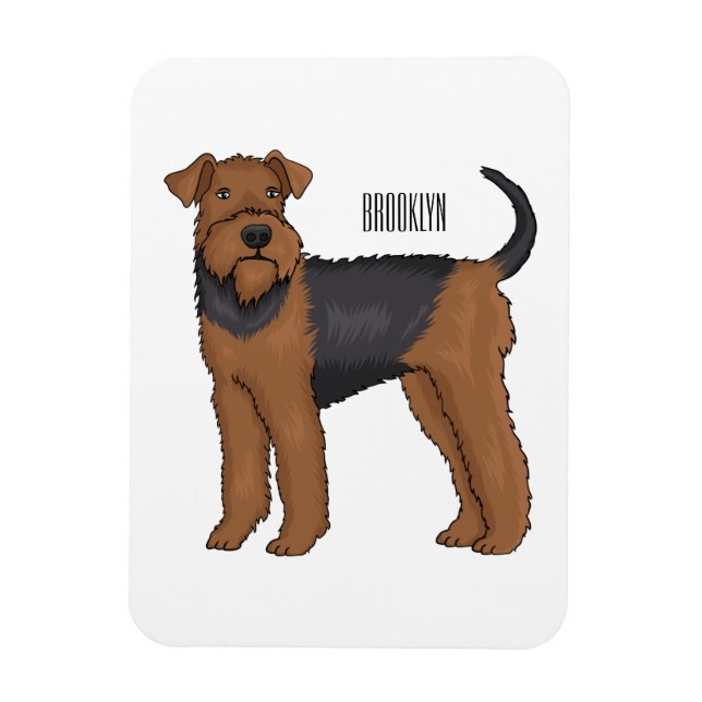 Airedale Terrier Hund Cartoon Illustration Magnet (Vertikal)