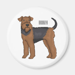 Airedale Terrier Hund Cartoon Illustration Magnet
