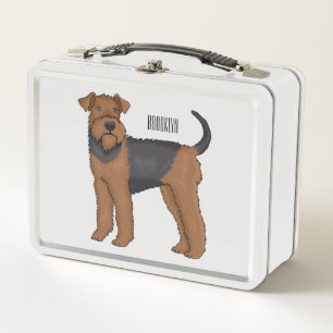 Airedale Terrier Hund Cartoon Illustration Metall Brotdose