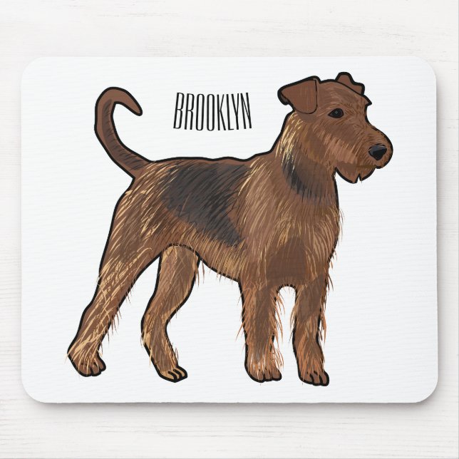 Airedale Terrier Hund Cartoon Illustration Mousepad (Vorne)