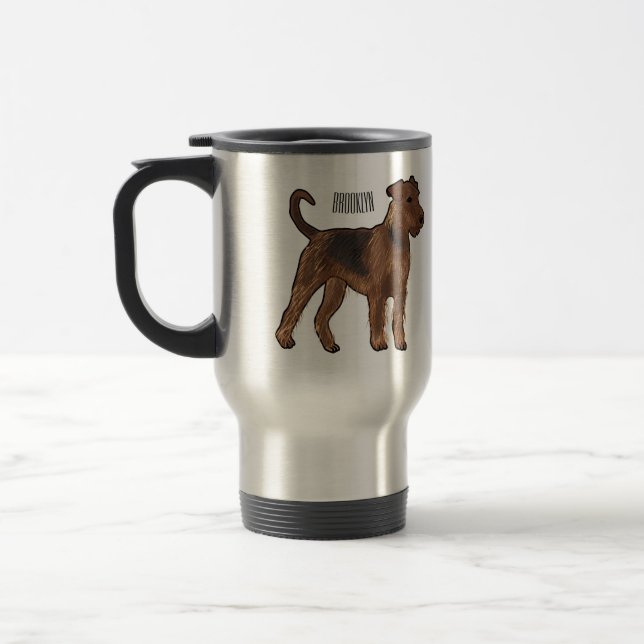 Airedale Terrier Hund Cartoon Illustration Reisebecher (Links)