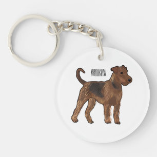 Airedale Terrier Hund Cartoon Illustration Schlüsselanhänger