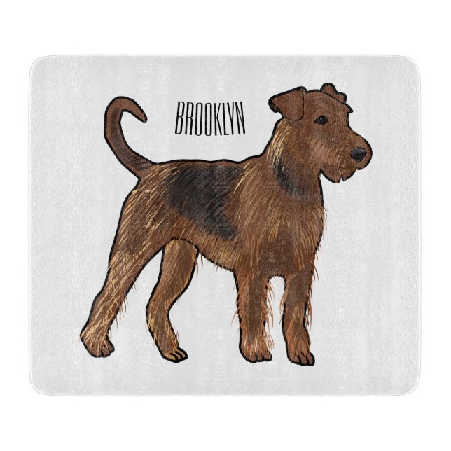 Airedale Terrier Hund Cartoon Illustration Schneidebrett (Vorderseite)