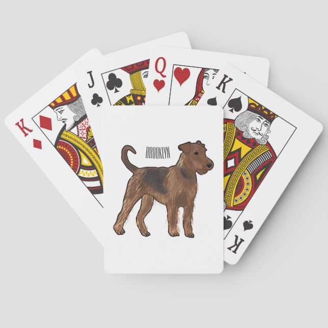 Airedale Terrier Hund Cartoon Illustration Spielkarten (Rückseite)
