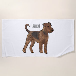 Airedale Terrier Hund Cartoon Illustration Strandtuch