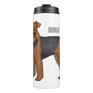 Airedale Terrier Hund Cartoon Illustration Thermosbecher