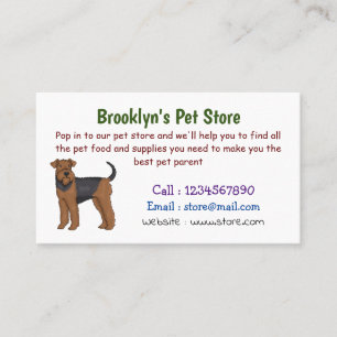 Airedale Terrier Hund Cartoon Illustration Visitenkarte