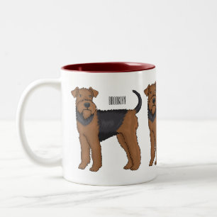 Airedale Terrier Hund Cartoon Illustration Zweifarbige Tasse