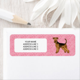 Airedale Terrier Hund mit rosa Herzen und Text