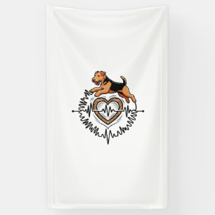 Airedale Terrier Hund springt Herz Ekg Linie Banner