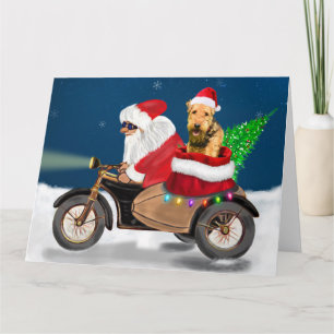 Airedale Terrier Hund Weihnachten Santa Claus    Karte