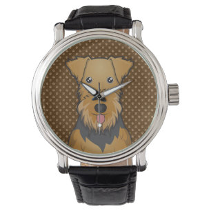 Airedale-Terrier-HundeCartoon-Tatzen Armbanduhr