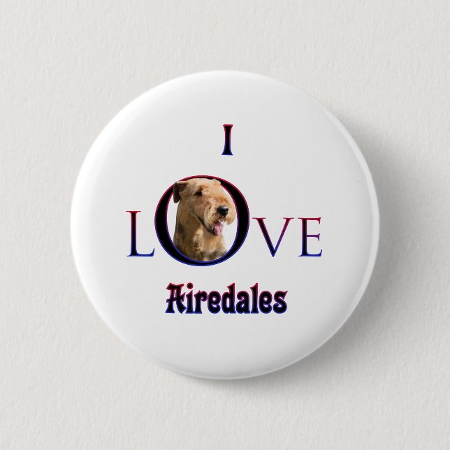 Airedale Terrier I Liebe Button (Vorderseite)
