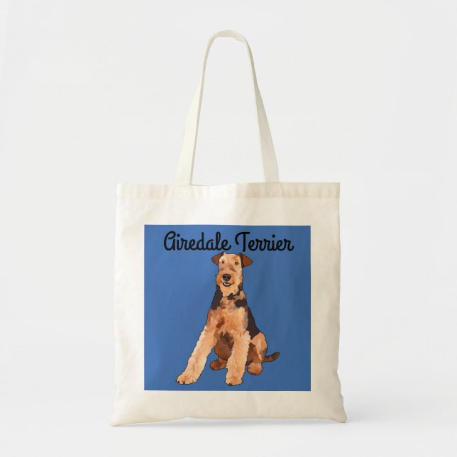Airedale-Terrier-illustrierte Taschen-Tasche Tragetasche (Vorne)