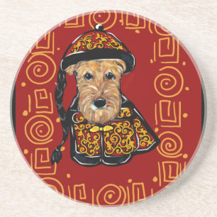 Airedale Terrier Jahr des Hundes Sandstein Untersetzer