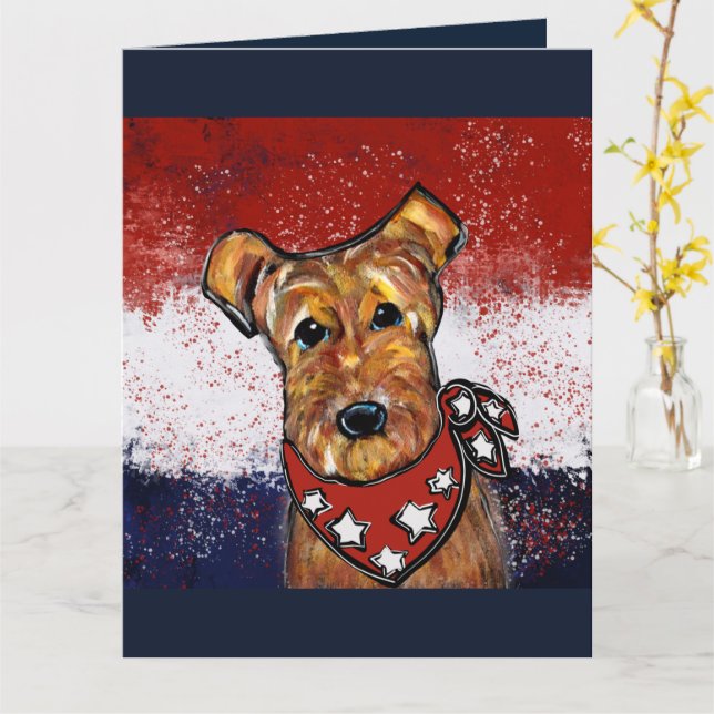 AIREDALE TERRIER KARTE (Gelbe Blume)