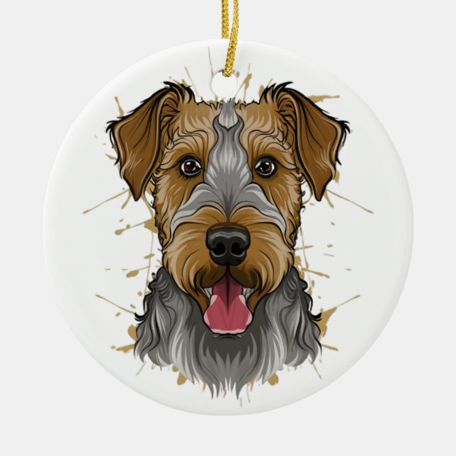 airedale Terrier Keramik Ornament (Vorne)