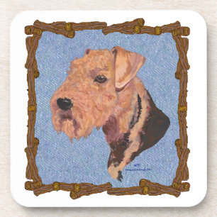 Airedale Terrier Kopfstudie Untersetzer