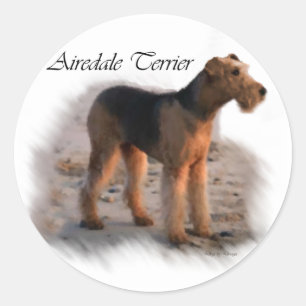 Airedale Terrier Kunst, Dichtung und Musik Runder Aufkleber