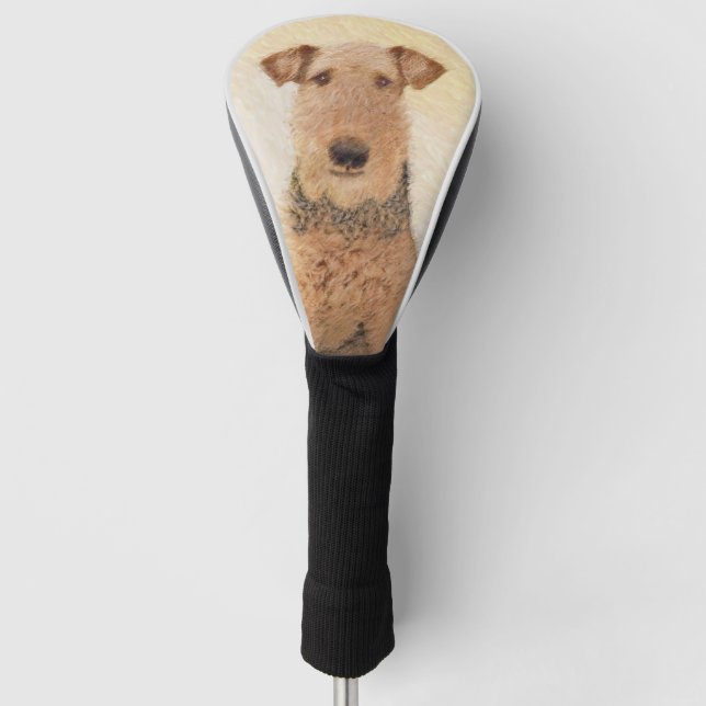 Airedale Terrier Malerei - Niedliche Originalkunst Golf Headcover (Vorderseite)