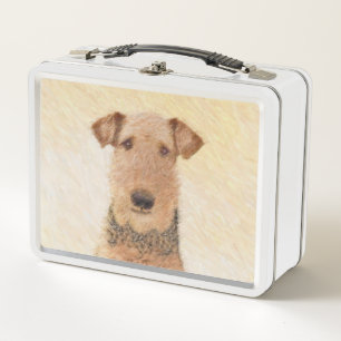 Airedale Terrier Malerei - Niedliche Originalkunst Metall Brotdose