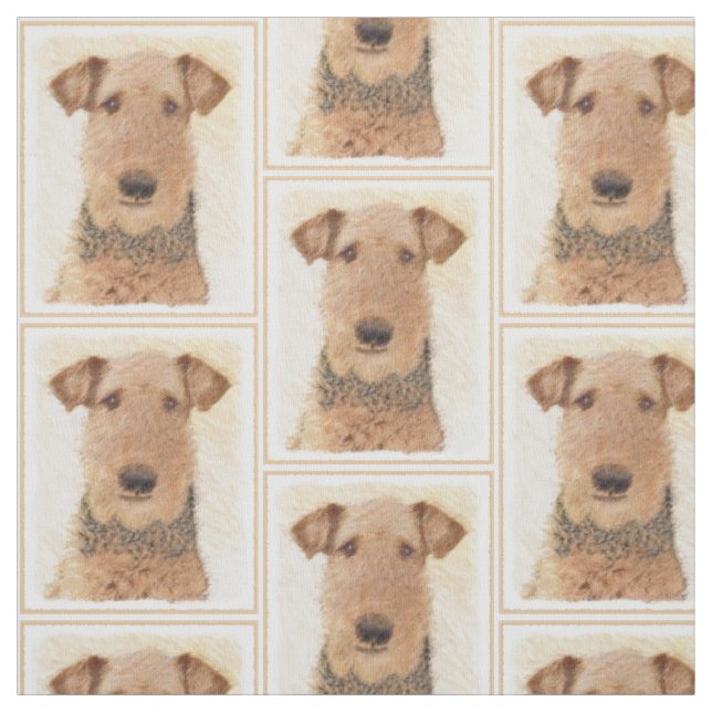 Airedale Terrier Malerei - Niedliche Originalkunst Stoff (Muster)
