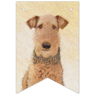 Airedale Terrier Malerei - Niedliche Originalkunst Wimpelkette