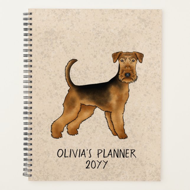 Airedale Terrier mignon Caricature Chien Bingley T (Devant)