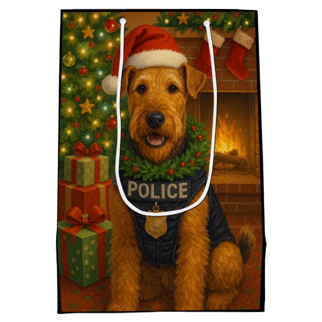Airedale Terrier Mittlere Geschenktüte (Rückseite)