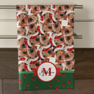 Airedale Terrier Muster Monogramm Weihnachten Hund Geschirrtuch