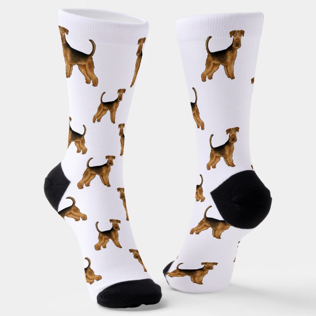 Airedale Terrier Niedlich Bingley Terrier Dog Patt Socken (Gewinkelt)