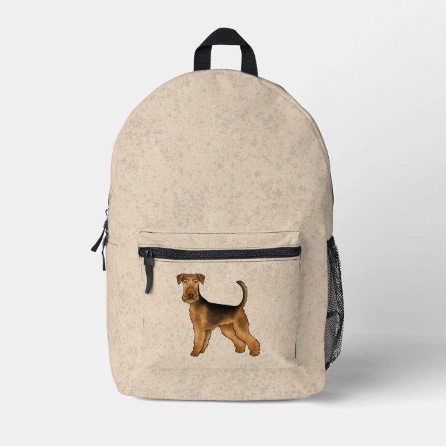 Airedale Terrier Niedlich Cartoon Dog Bingley Terr Bedruckter Rucksack (Vorderseite)