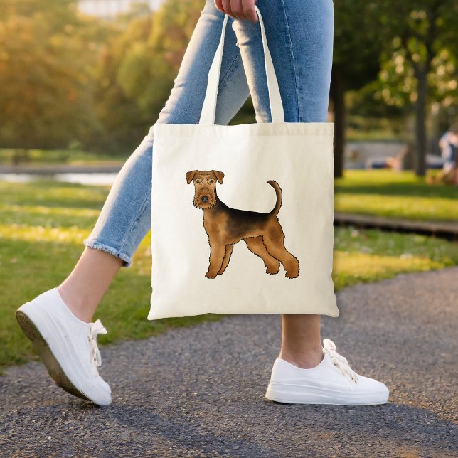 Airedale Terrier Niedlich Cartoon Dog Bingley Terr Tragetasche (Please note: This image is a digital mockup. The product may not be in scale.)