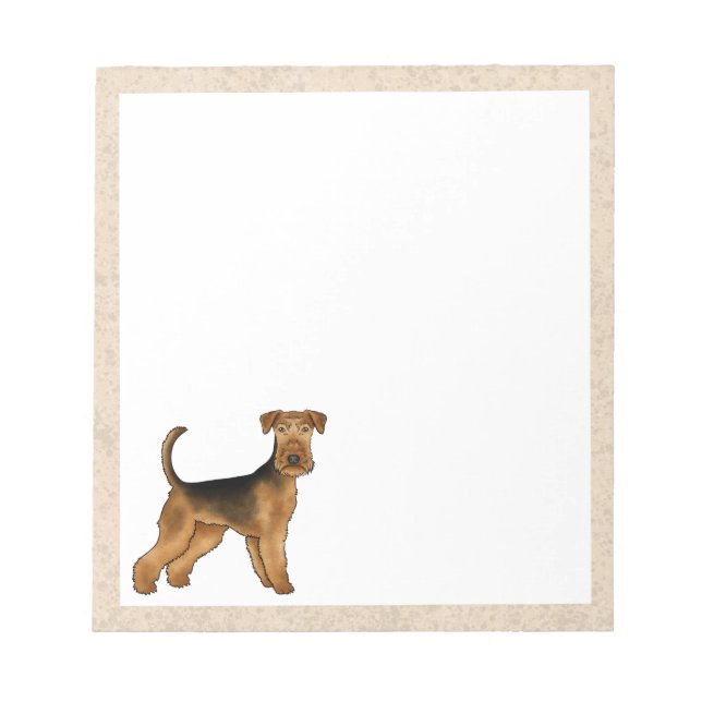 Airedale Terrier Niedlich Cartoon Dog Illustration Notizblock (Vorderseite)
