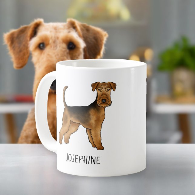 Airedale Terrier Niedlicher Cartoon Hund mit Indiv Kaffeetasse (Please note: This image is a digital mockup. The product may not be in scale.)