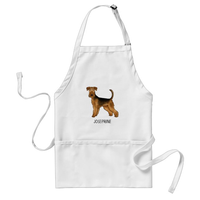 Airedale Terrier Niedlicher Cartoon Hund mit Indiv Schürze (Vorne)
