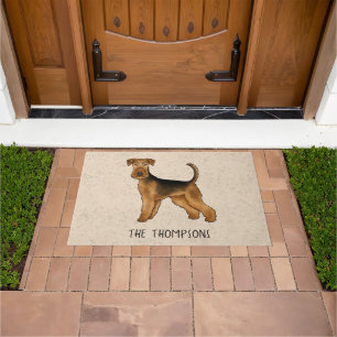 Airedale Terrier Niedlicher Cartoon Hund und Name  Fußmatte