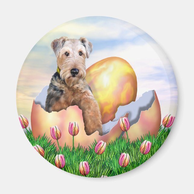 Airedale Terrier Osterüberraschung Magnet (Vorne)
