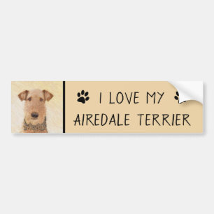 Airedale Terrier Painting - Niedliche Kunst Autoaufkleber