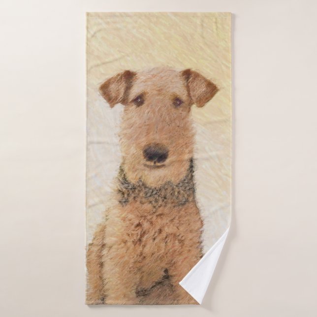 Airedale Terrier Painting - Niedliche Kunst Badhandtuch Set (Badehandtuch)