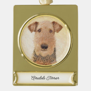 Airedale Terrier Painting - Niedliche Kunst Banner-Ornament Gold