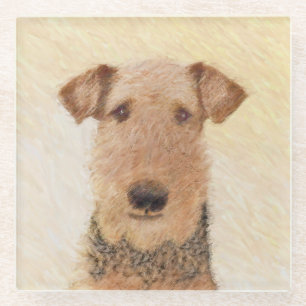 Airedale Terrier Painting - Niedliche Kunst Glasuntersetzer