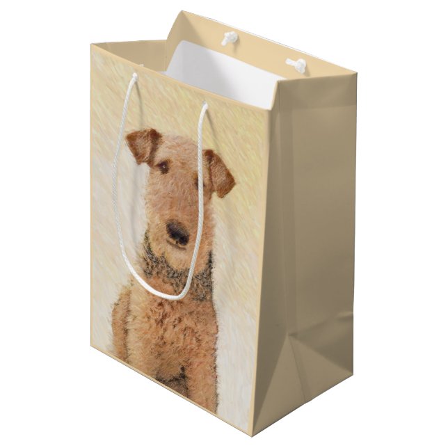 Airedale Terrier Painting - Niedliche Kunst Mittlere Geschenktüte (Vorderseite Schrägansicht)