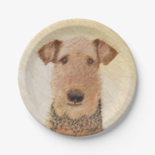 Airedale Terrier Painting - Niedliche Kunst Pappteller