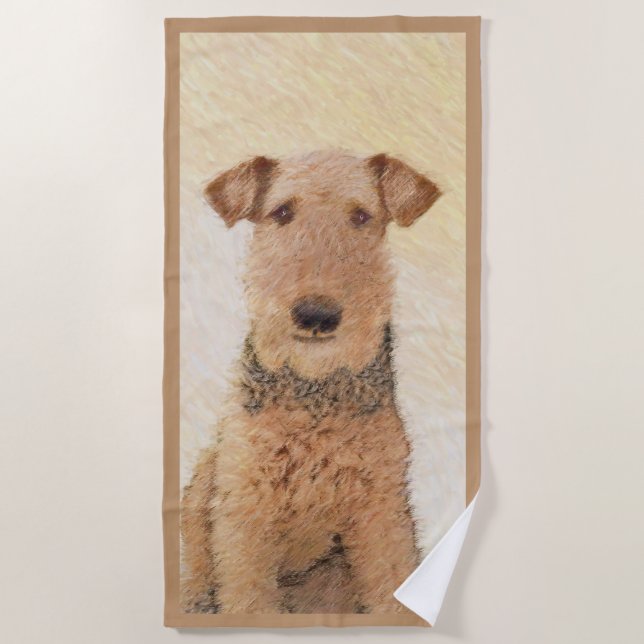 Airedale Terrier Painting - Niedliche Kunst Strandtuch (Vorderseite)