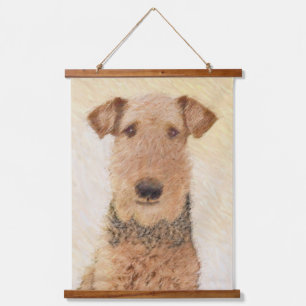 Airedale Terrier Painting - Niedliche Kunst Wandteppich Mit Holzrahmen