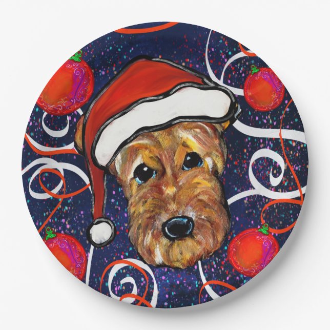 AIREDALE TERRIER PAPPTELLER (Vorderseite)