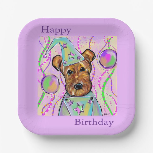 AIREDALE TERRIER PAPPTELLER (Vorderseite)