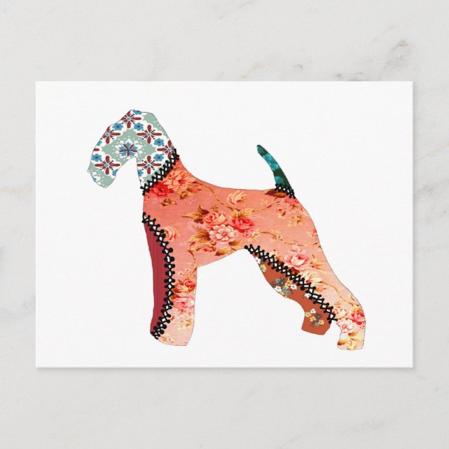 Airedale Terrier Patchwork Postkarte (Vorderseite)