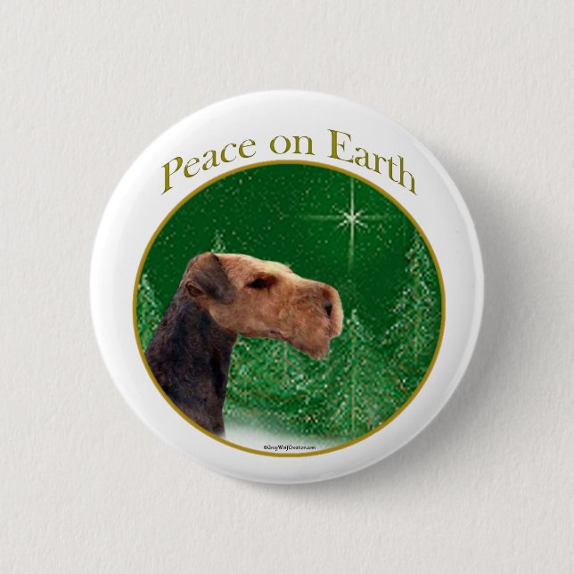 Airedale Terrier Peace Button (Vorderseite)